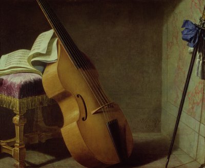 Viola de gamba, partitura y una espada, 1693 de Boyer